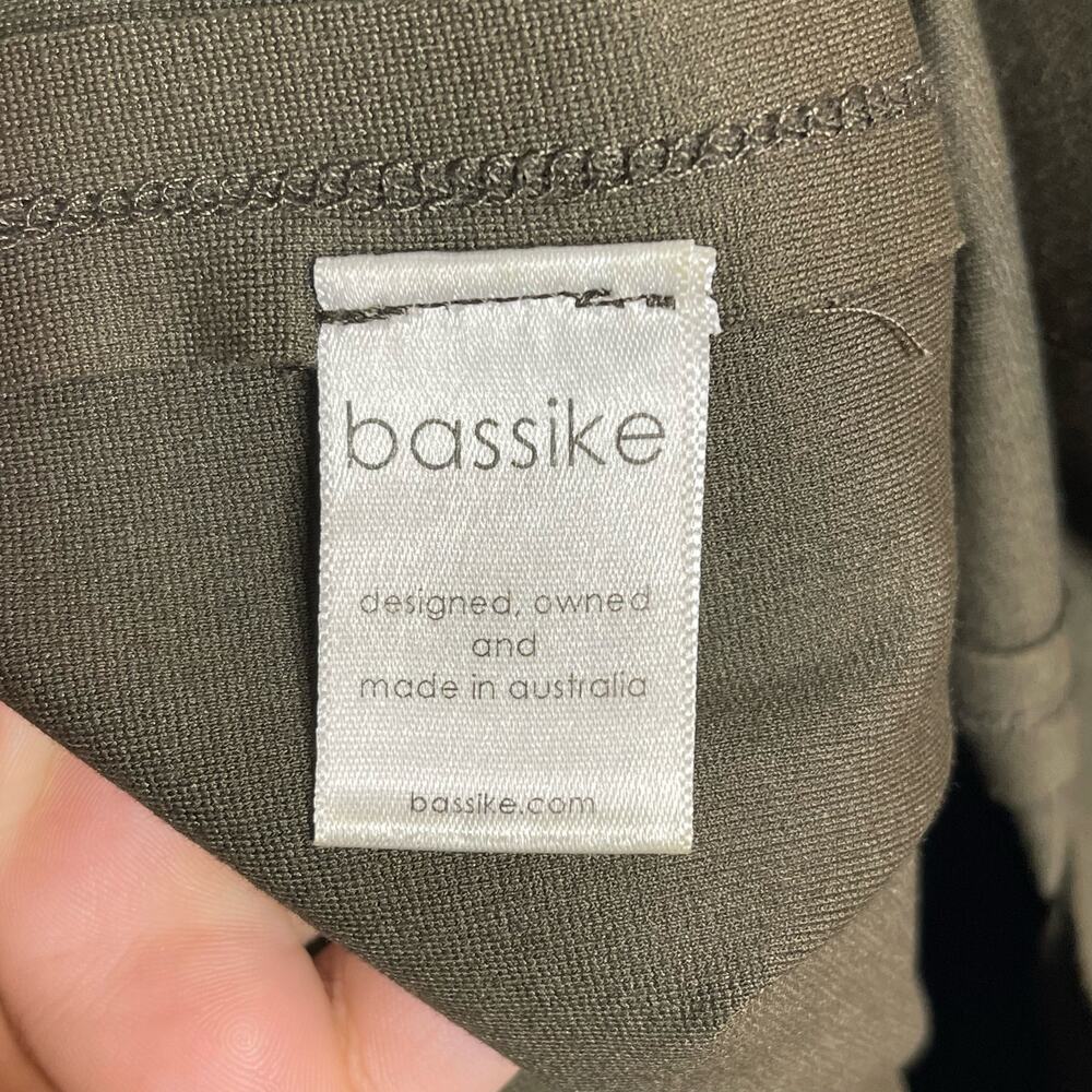 BASSIKE Flare Skirt Women's Size 0 Olive Green Stretch High Waist Midi - Picture 8 of 9